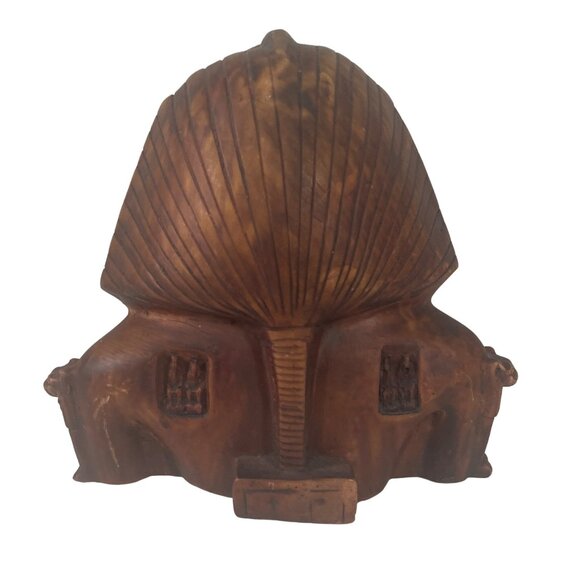 King Tut Tutankhamum Bust Statue 7.5 Inch Wood/Resin - Picture 2 of 5